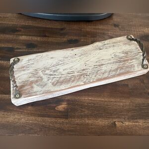 Distressed Wood Serving Board/Riser - Whitewashed Beige Look